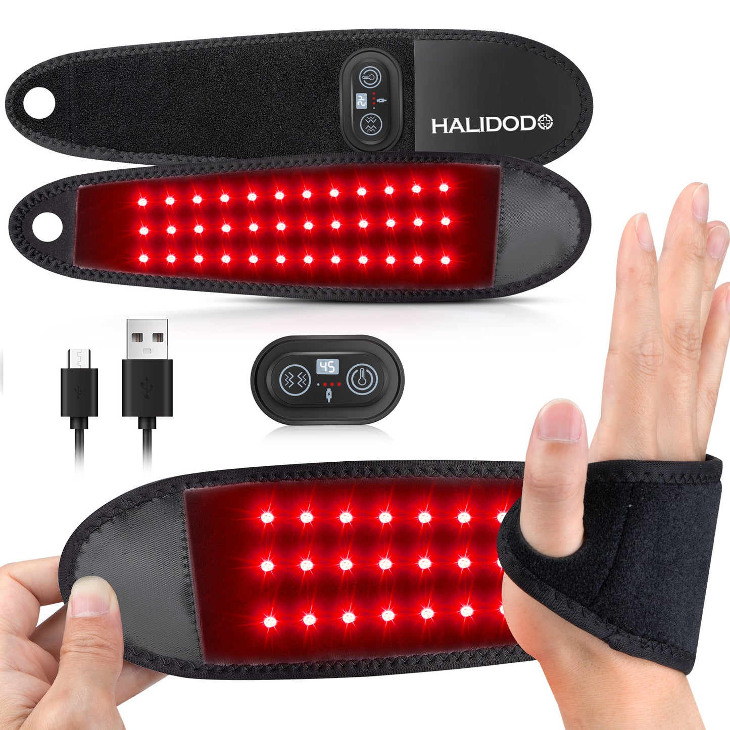 Red Light Therapy Wrist Wrap - Near Infrared Light Therapy Wrist Brace & Hands Wrap Pad for Faster Recovery & Hand Pain Relief
