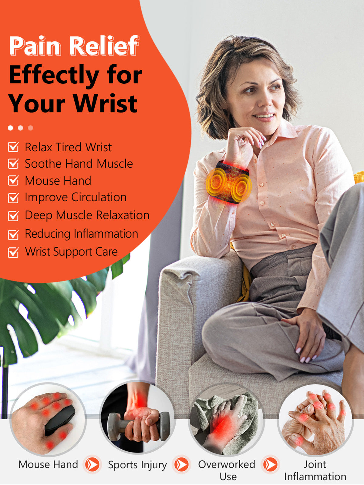 Red Light Therapy Wrist Wrap - Near Infrared Light Therapy Wrist Brace & Hands Wrap Pad for Faster Recovery & Hand Pain Relief