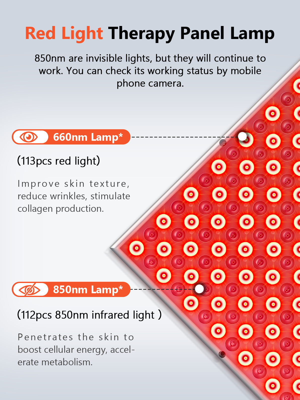 Red Light Therapy for Body and Face, 940nm Infrared Red Light Lamp with Adjustable Stand