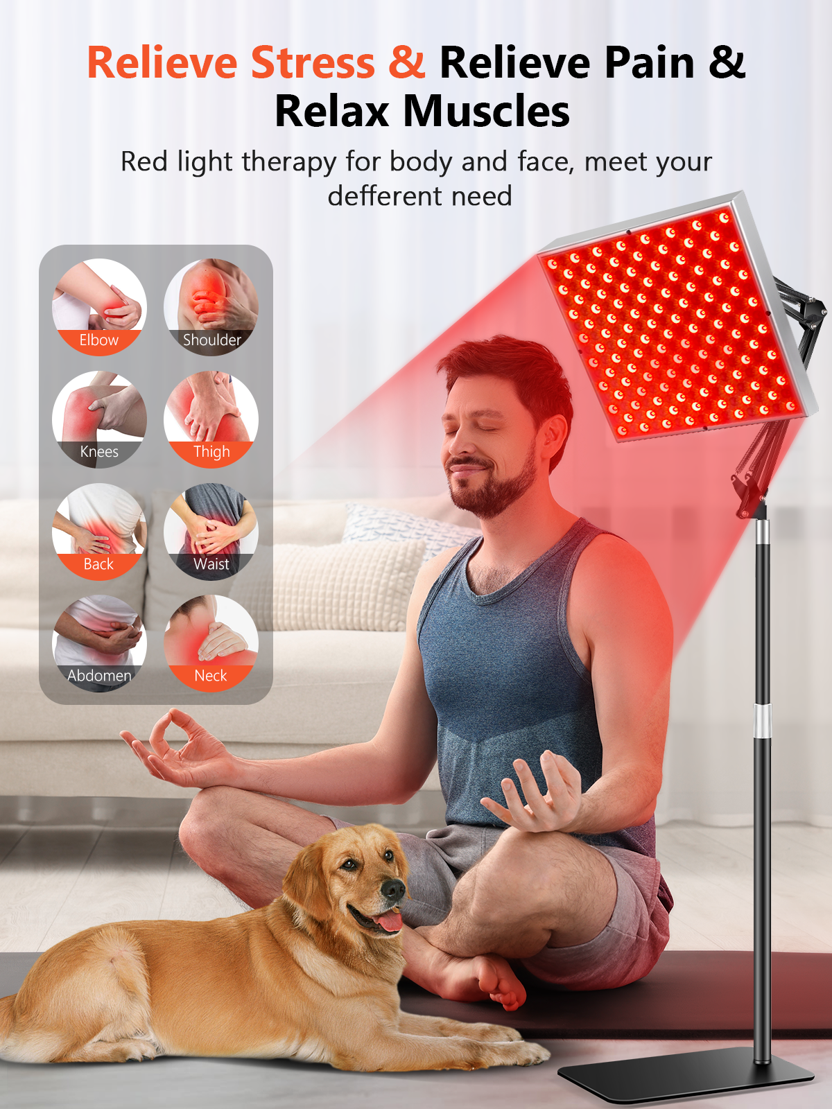 Red Light Therapy for Body and Face, 940nm Infrared Red Light Lamp with Adjustable Stand