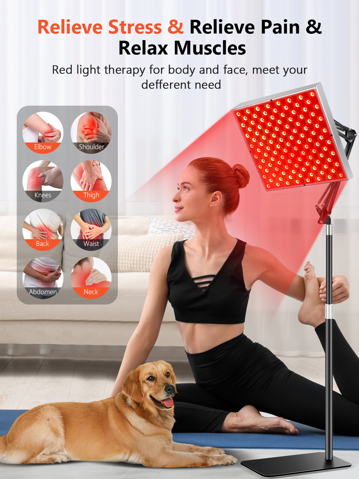 Red Light Therapy for Body and Face, 940nm Infrared Red Light Lamp with Adjustable Stand