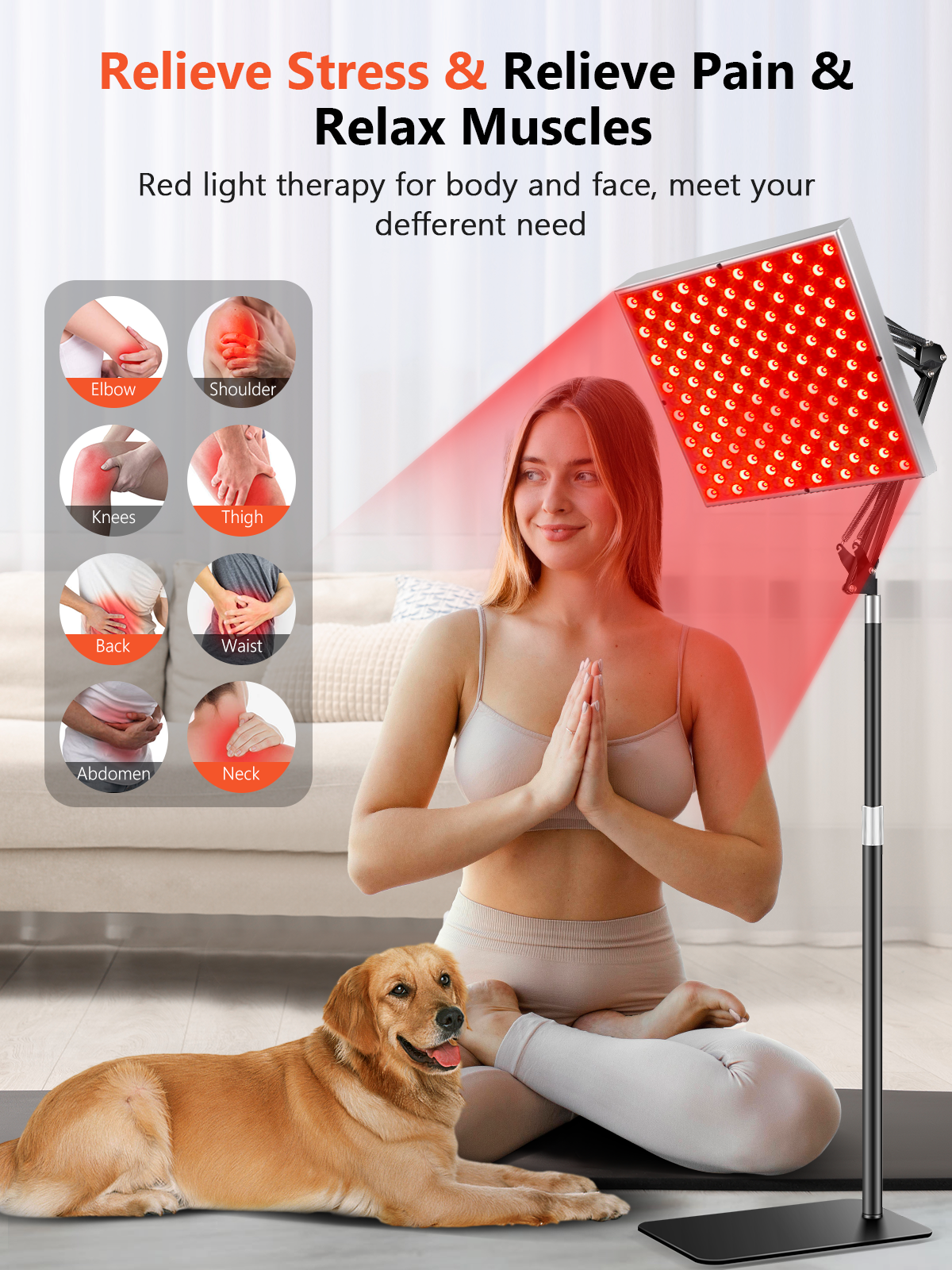 Red Light Therapy for Body and Face, 940nm Infrared Red Light Lamp with Adjustable Stand
