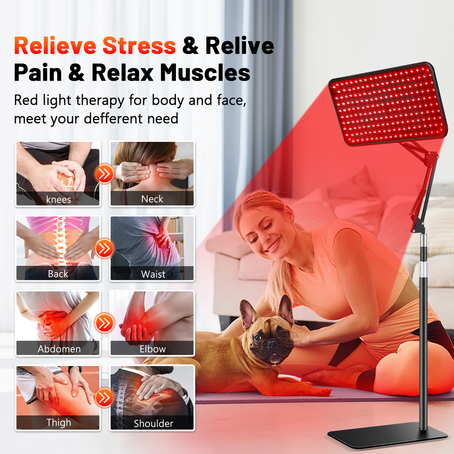 Red Light Therapy for Body, 940nm Red Light Therapy Lamp with Adjustable Stand, Infrared Light Therapy for Body, 660nm Red Light Lamp&850nm Redlight Therapy Device for Body Head Pet
