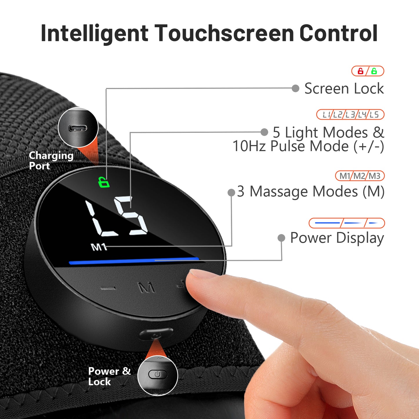 HALIDODO Red Light Therapy & Vibration Massage Knee Brace - Wireless Rechargeable Controller, 660nm&850nm Red Light Therapy Heated Device for Knee/Joint/Elbow/Shoulder Pain Relief, Black.