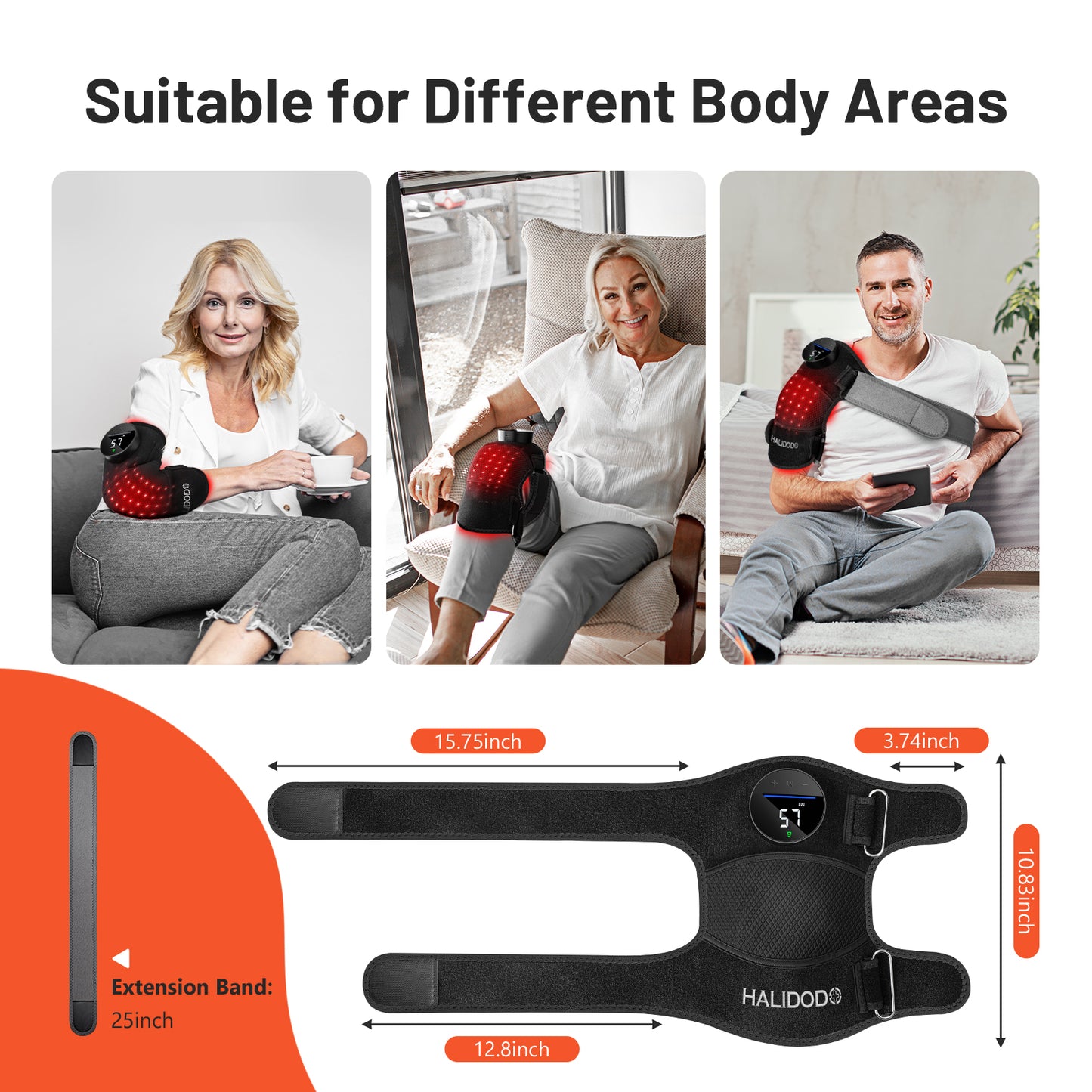 HALIDODO Red Light Therapy & Vibration Massage Knee Brace - Wireless Rechargeable Controller, 660nm&850nm Red Light Therapy Heated Device for Knee/Joint/Elbow/Shoulder Pain Relief, Black.